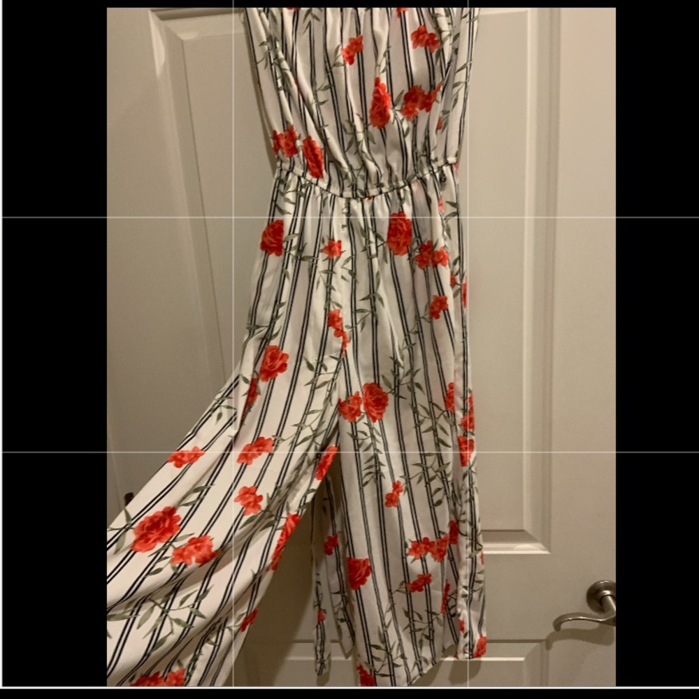 NWT Strapless striped and roses jumpsuit